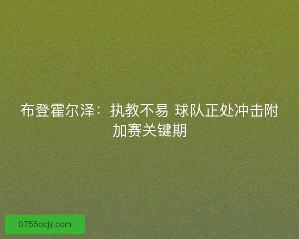 布登霍尔泽：执教不易 球队正处冲击附加赛关键期